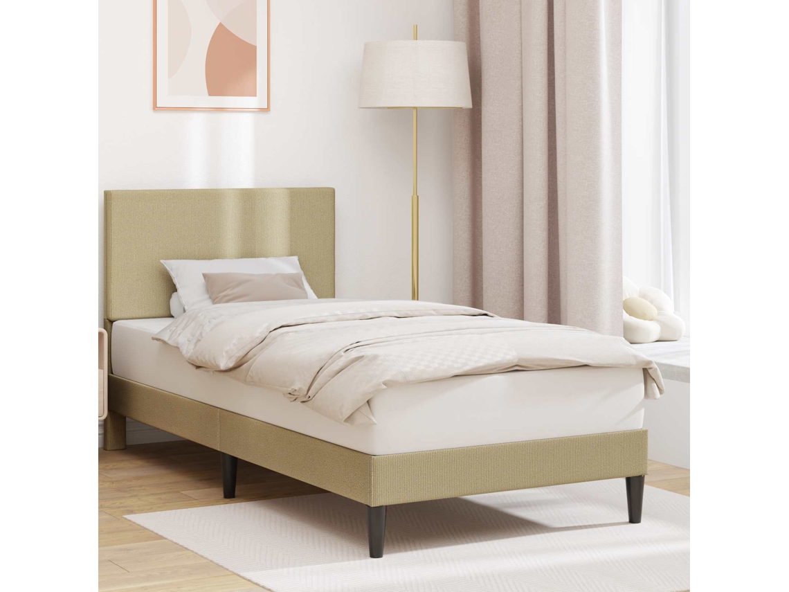Vidaxl Estrutura Da Cama Com Cabeceira Cinza Verde Claro 100 X 200 Cm