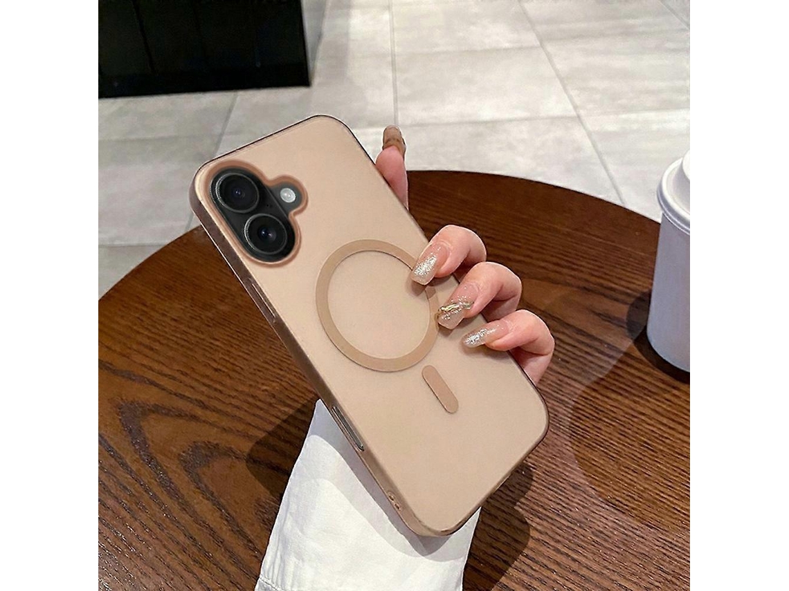 Capa Magnética Para Iphone 16 Plus Compatível Com Capa De Celular Magsafe Fosca - Ouro Deserto