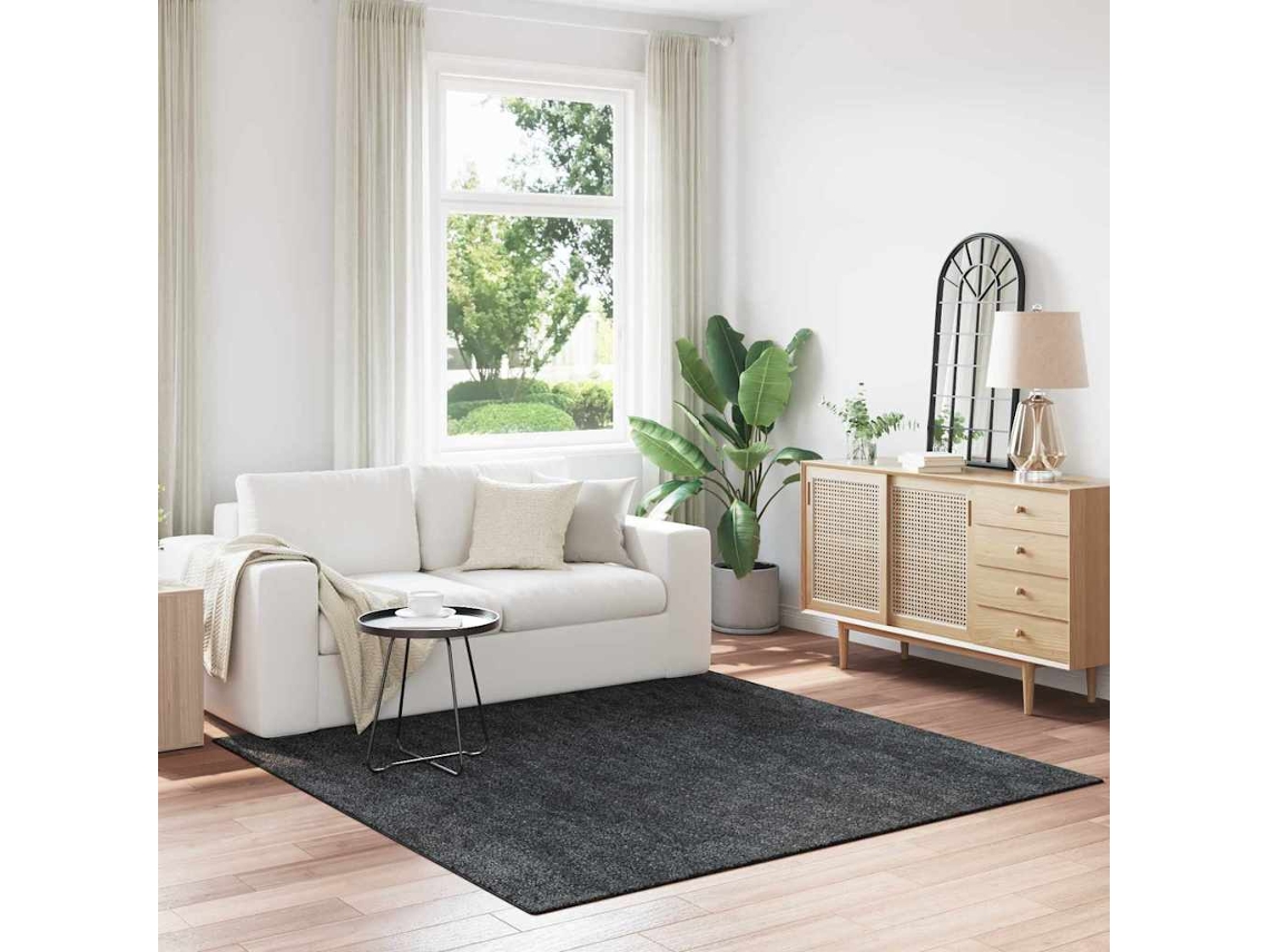 Vidaxl Tapete Shaggy Antiderrapante Cinzento-escuro 200 X 200 Cm Pp