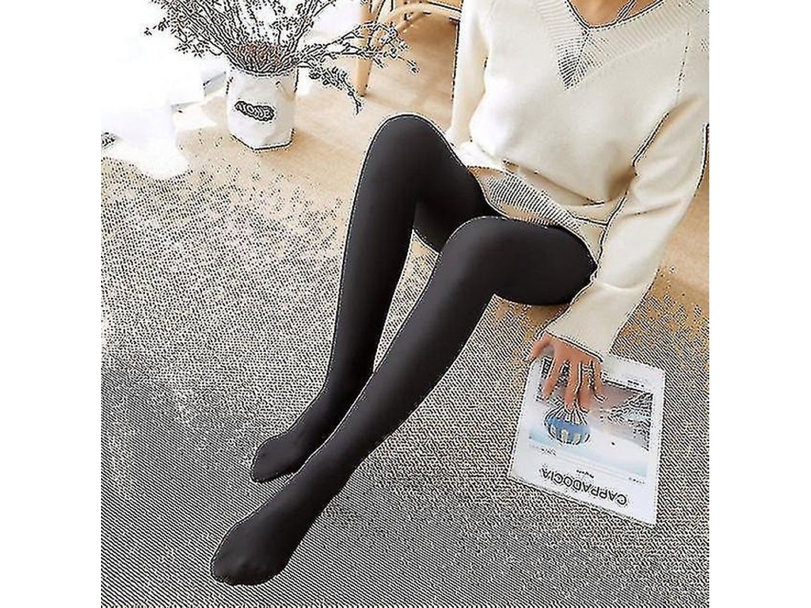2026 medias de Punto Mujer com Peluche Espessado Inverno Quentinho Elásticas Slim Cintura Alta Body Stockings Fleece