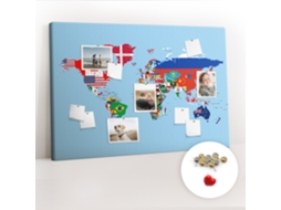 Painel De Cortiça Para Parede Mapa De Bandeiras Para O Quarto Das Crianças Espelharte (120x80 Cm)