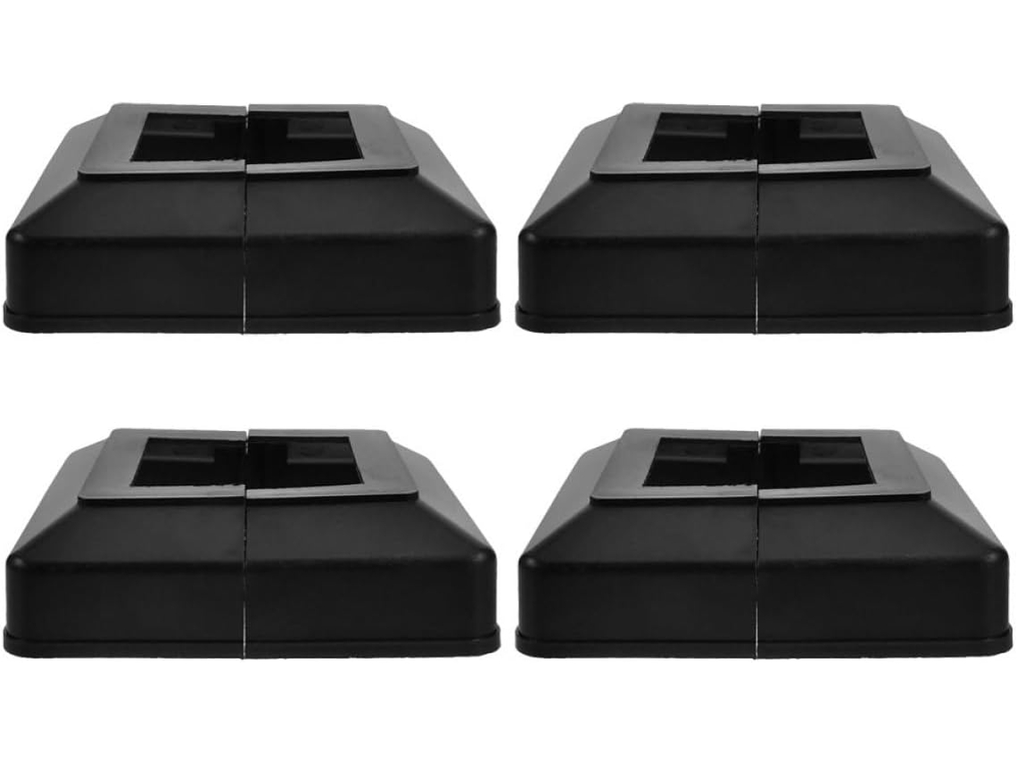 Conjunto De 4 Tampas Quadradas E Elegantes Proteções Plástico Preto Para Postes Cerca, Resistentes Às Intempéries E