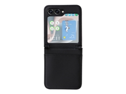 Capa Para Celular Com Compartimento Para Cartão Sim, Capa De Couro De Peça Única Com Estampa De Lichia.samsung Z Flip4 Preto