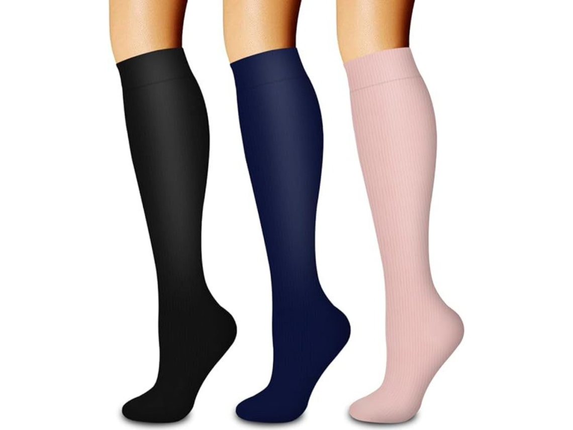 Meias De Compressão Pack 3 Pares S/m Digitallab Para Homens E Mulheres, Suporte Circulatório Para Atividades Físicas, Corrida, Ciclismo