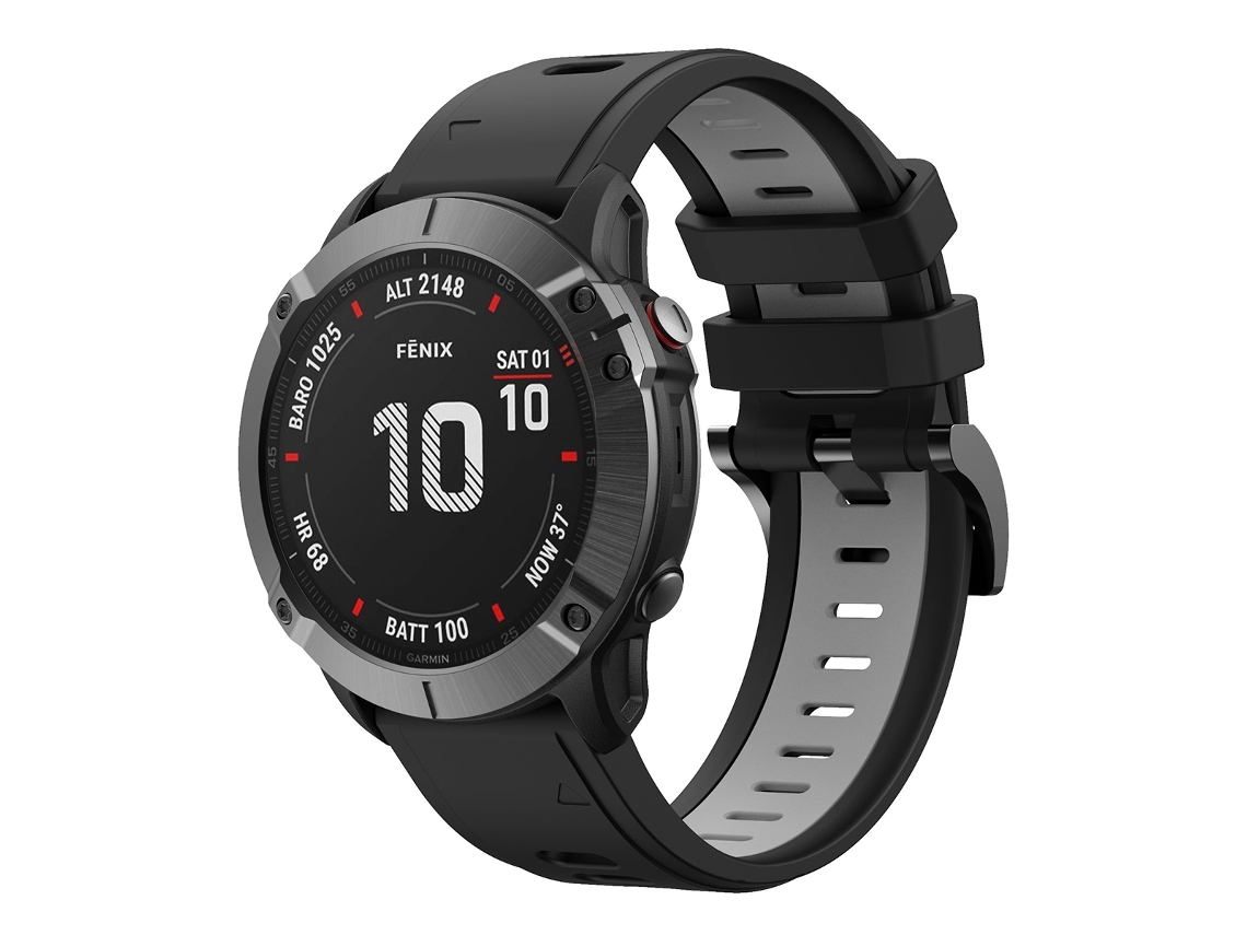 Bracelete de Smartwatch para Garmin Fenix 6X 26mm de silicone esportivo de duas cores (preto + cinza)