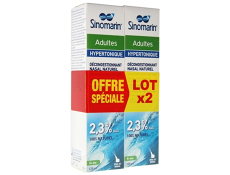 Solução de água do mar para congestão nasal adulto lote de 2 x 125 ml SINOMARIN