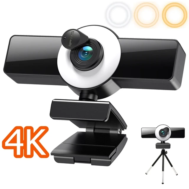 Webcam Usb (4k) Com Microfone E Foco Automático.