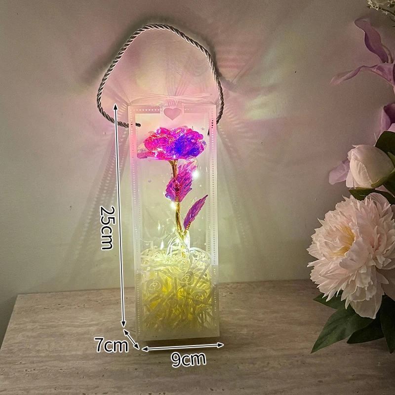 Rosas Preservadas em Garrafa de Vidro, Arranjo de Mesa com Flores Artificiais e Caixa de Presente. MDUG