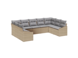 Conjunto 9 Sofá Modular Exterior Vidaxl Bege Vime Pe (289 X 178,5 X 85 Cm)