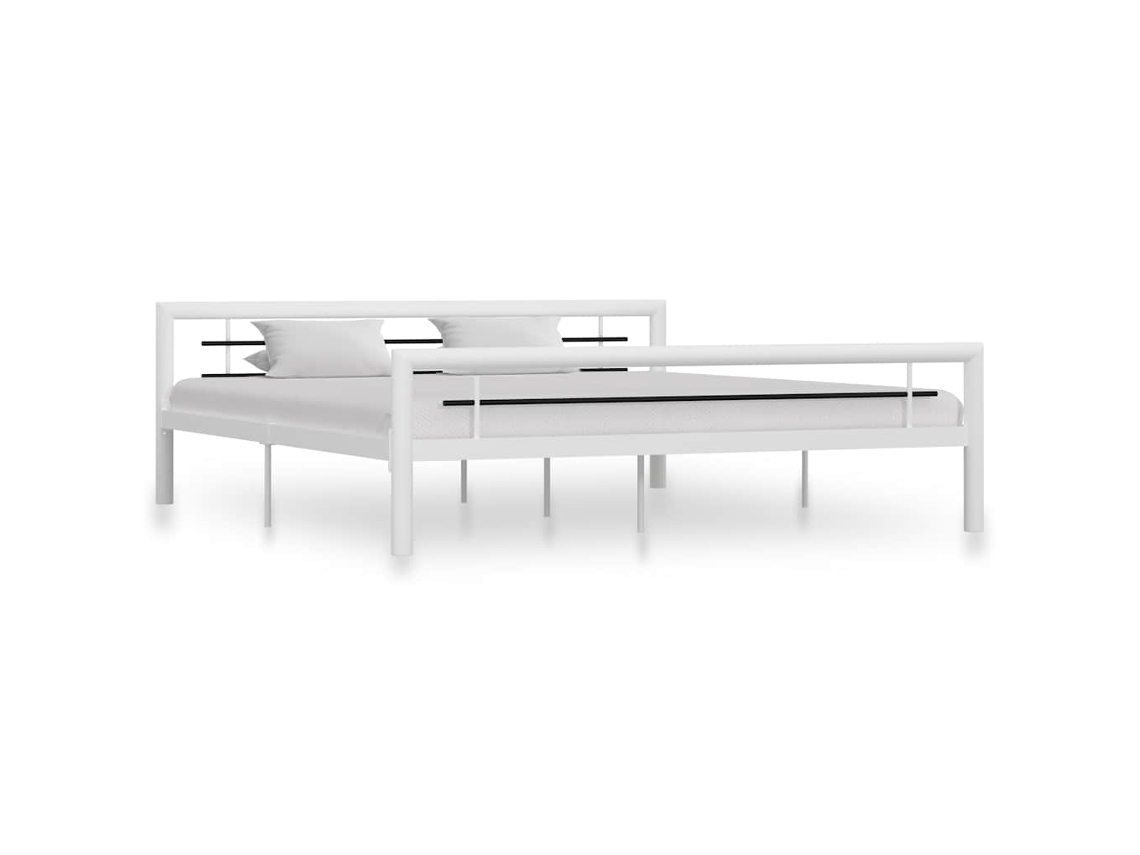 Vidaxl Estrutura De Cama 180x200 Cm Metal Branco E Preto