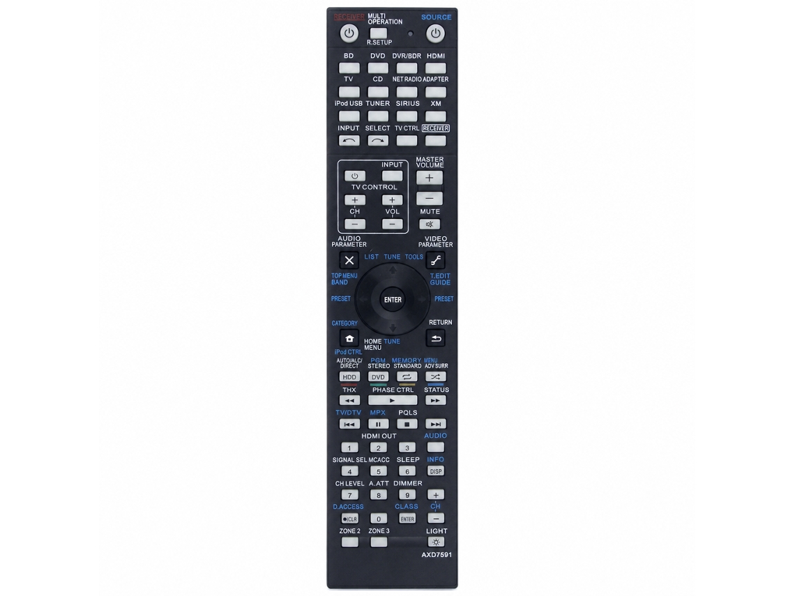 Comando À Distância De Substituição Axd7591 Compatível Com Recetores Av Pioneer