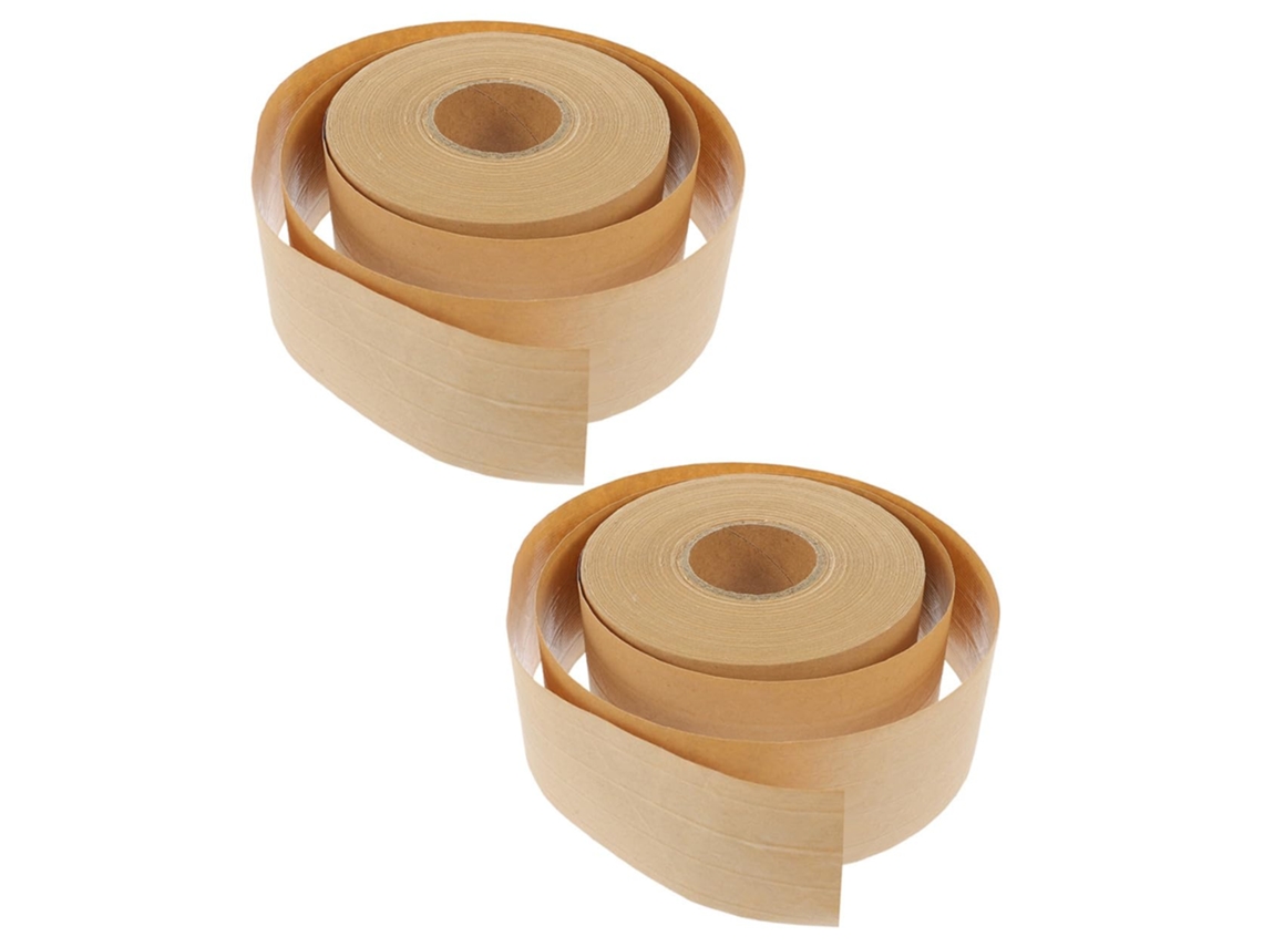 Fita Adesiva Gomada Ativada por Água, 48 Mm X 50 M, 2 Rolos, Alta Aderência, para Embalagens de Papel. SFUSHOS
