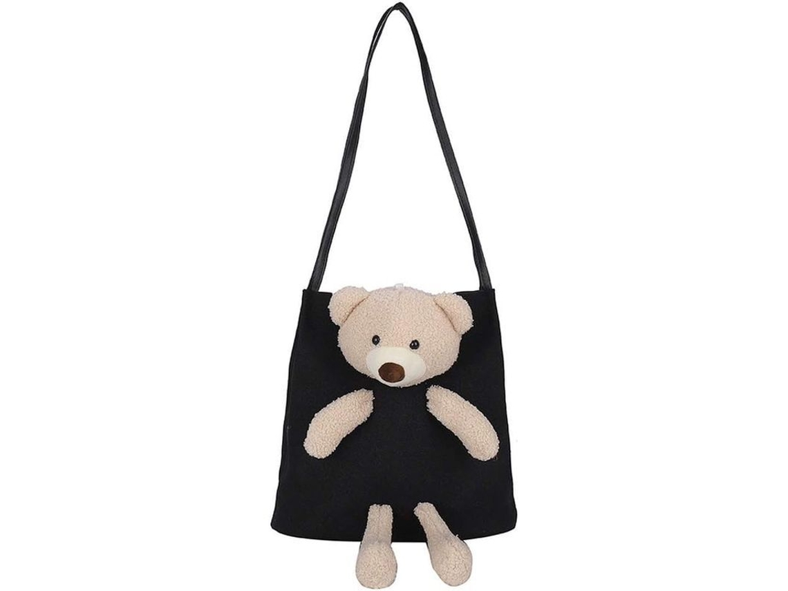 2026 mochila de Hombro para Niña Con Oso Animado, Bolsa de Cubo de Lona Portátil, Messenger Suave Con Hebilla Magnética Y Bolsillo para Móvil