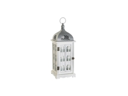 Lanterna Dkd Home Decor Acabamento Envelhecido Branco Cinzento Madeira Cristal Mediterrâneo 19 X 19 X 51 Cm