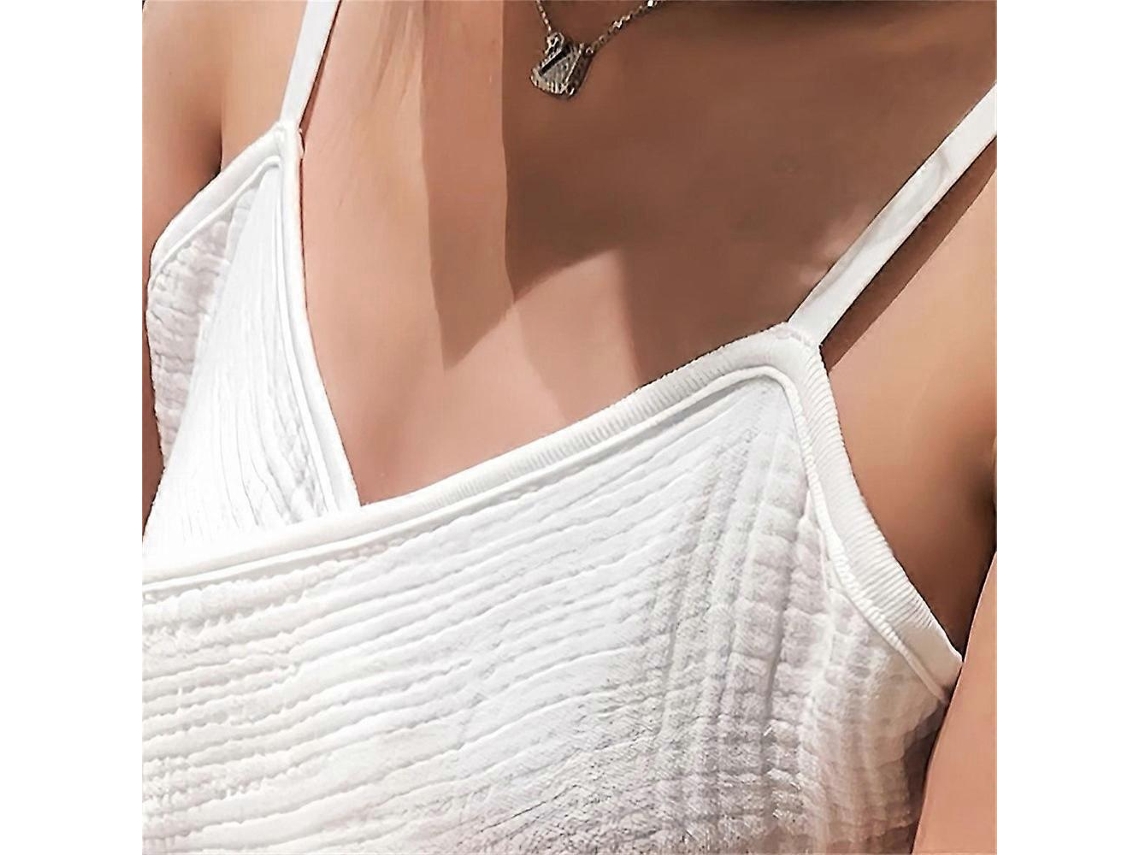 Vestido Camisole Branco, Estilo Casual E Elegante