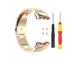 Pulseira Universal De Aço Inoxidável Com Três Esferas, Compatível Garmin Forerunner 45/ 45s/ Swim 2, Cor Champanhe Dourado.