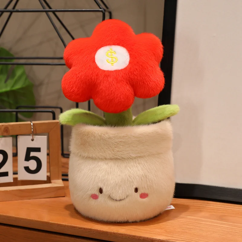 Brinquedo de Pelúcia Fofo e Realista de Planta em Vaso de Anime MDUG (vermelho, 28 Cm)