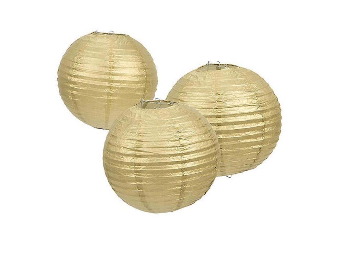 10Pcs Lanternas de Papel Douradas ALLINLESS