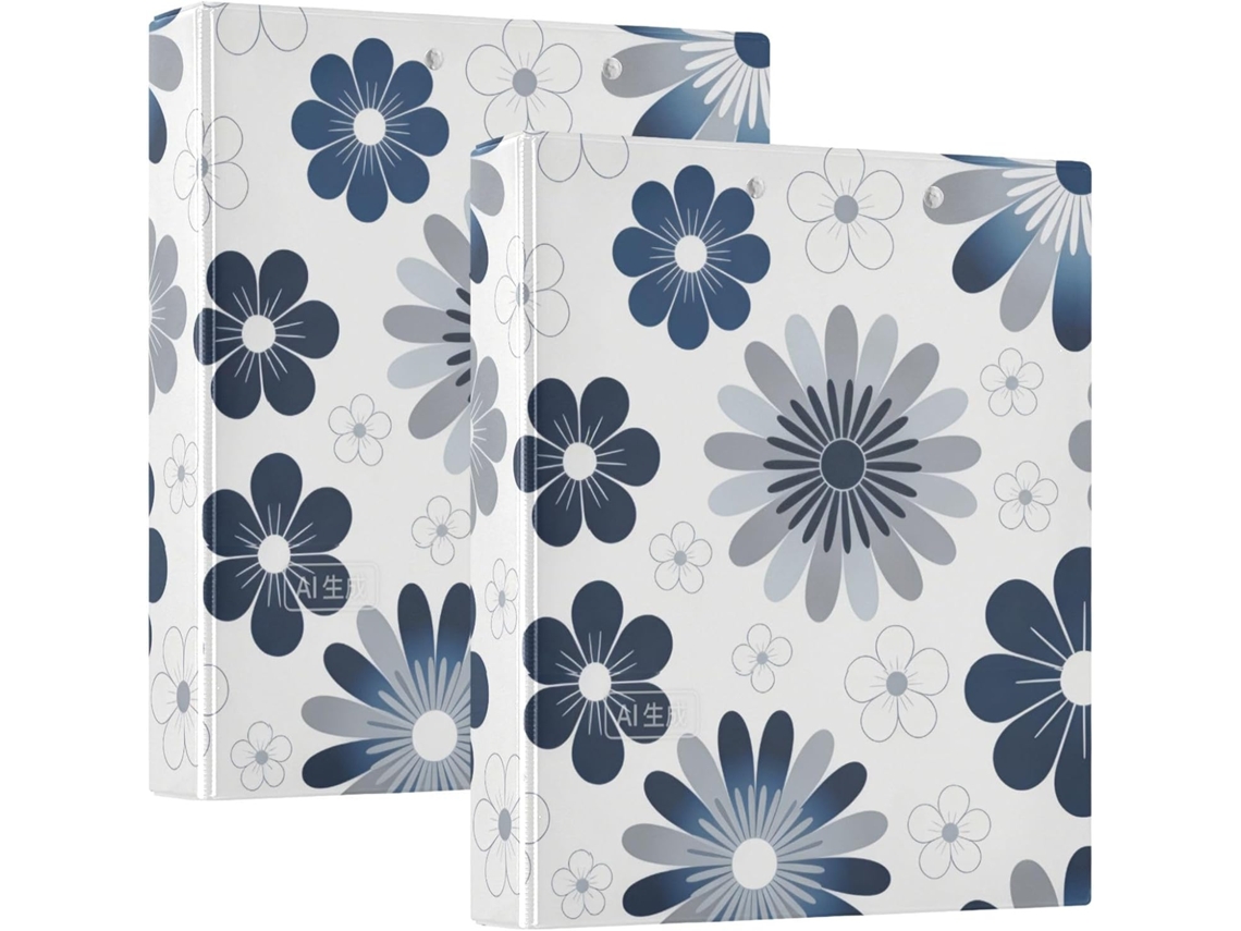 Pasta Escolar Minimalista Azul Dália, 1 unidade, 5 dobras com Sacos Internos, Pacote com 1 pacote de 2 unidades, 200 folhas