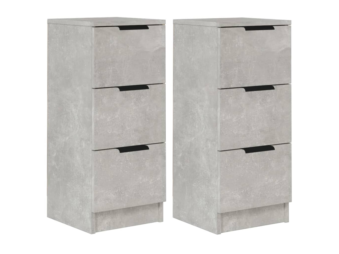 Conjunto de 2 Aparadores Madeira Processada Cinza Cimento MAISON EXCLUSIVE 30x30x70 cm