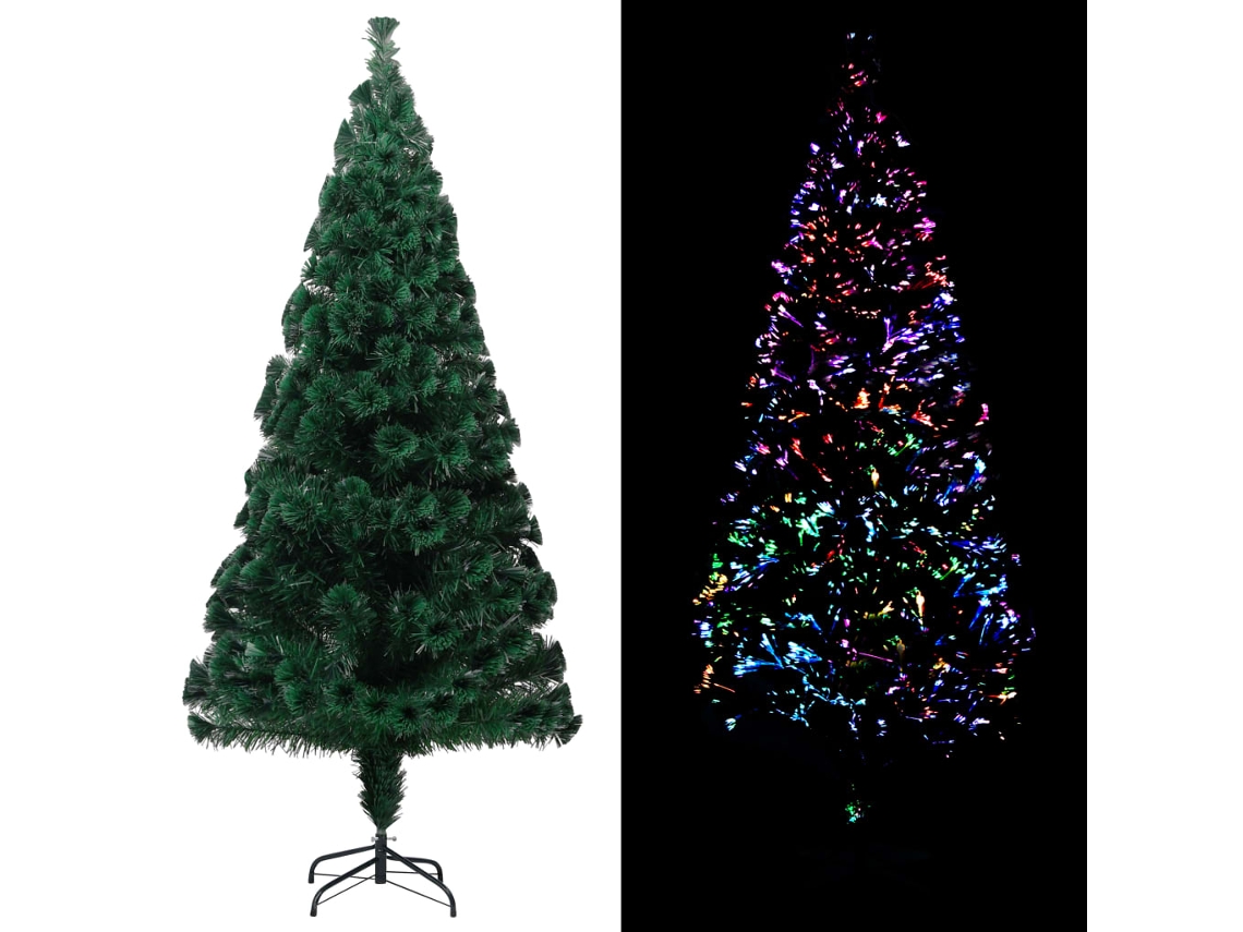 Vidaxl Árvore De Natal Artificial Com Suporte 180 Cm Fibra Ótica Verde