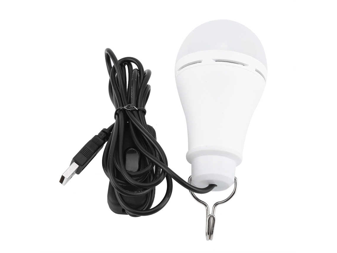Lâmpada Led Usb Portátil Ajustável 340lm, 5w, Branco 6500k, para Acampamento, Emergência, com Gancho | S/MARCA