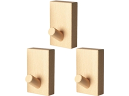 Conjunto De 3 Ganchos Parede – Gancho Toalha – 4 × 2 × 8 Cm – Madeira Faia