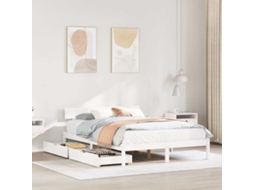 Cama Sem Colchão 135x190 Cm Madeira De Pinho Maciça Branco