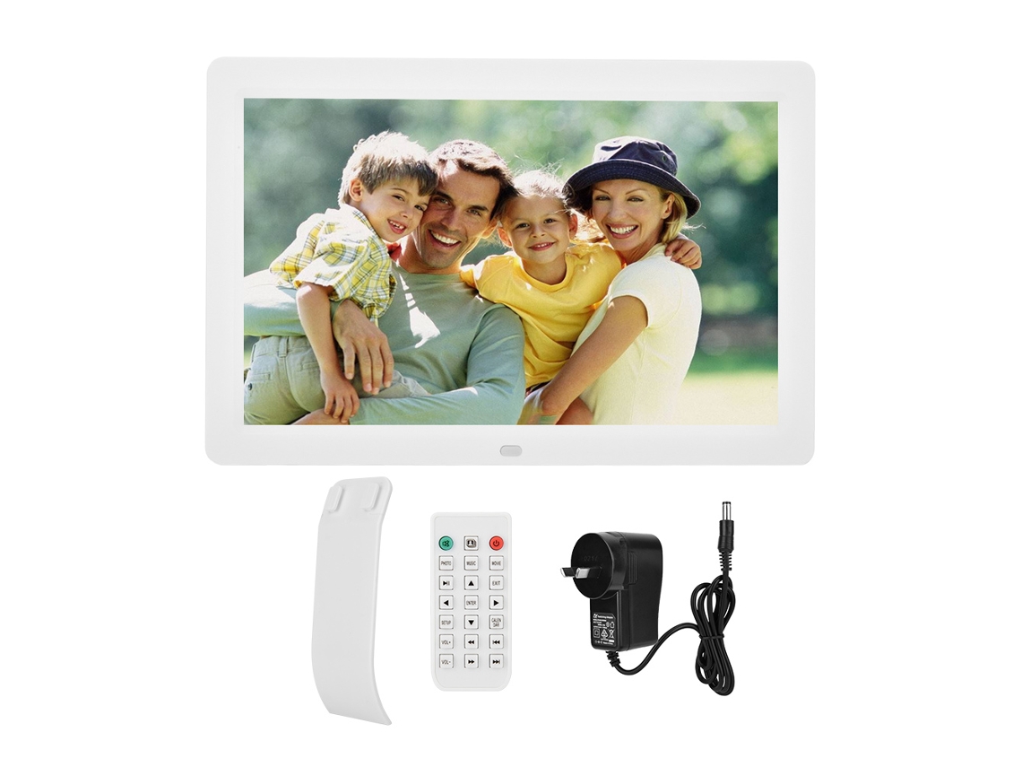 Lurelia Moldura Digital 12 Polegadas 1280x800 Telecomando Despertador Calendário Branco