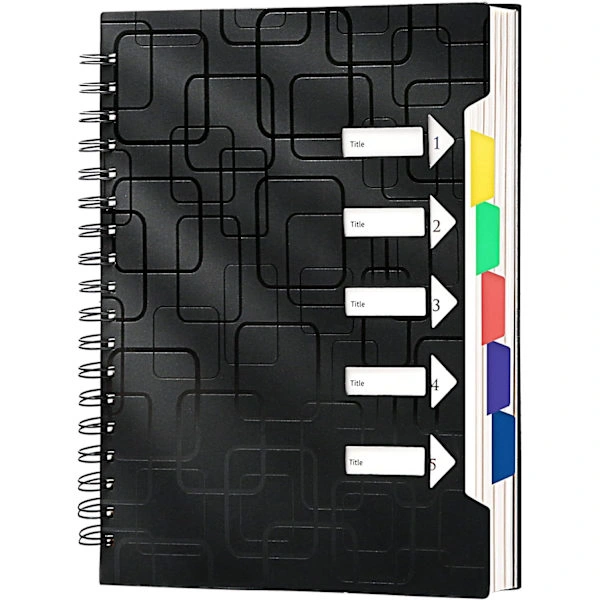 Caderno Espiral para Trabalho, 120 Páginas, Encadernação em Espiral, Pautado com Abas, Tamanho A5 BRILVIBERA