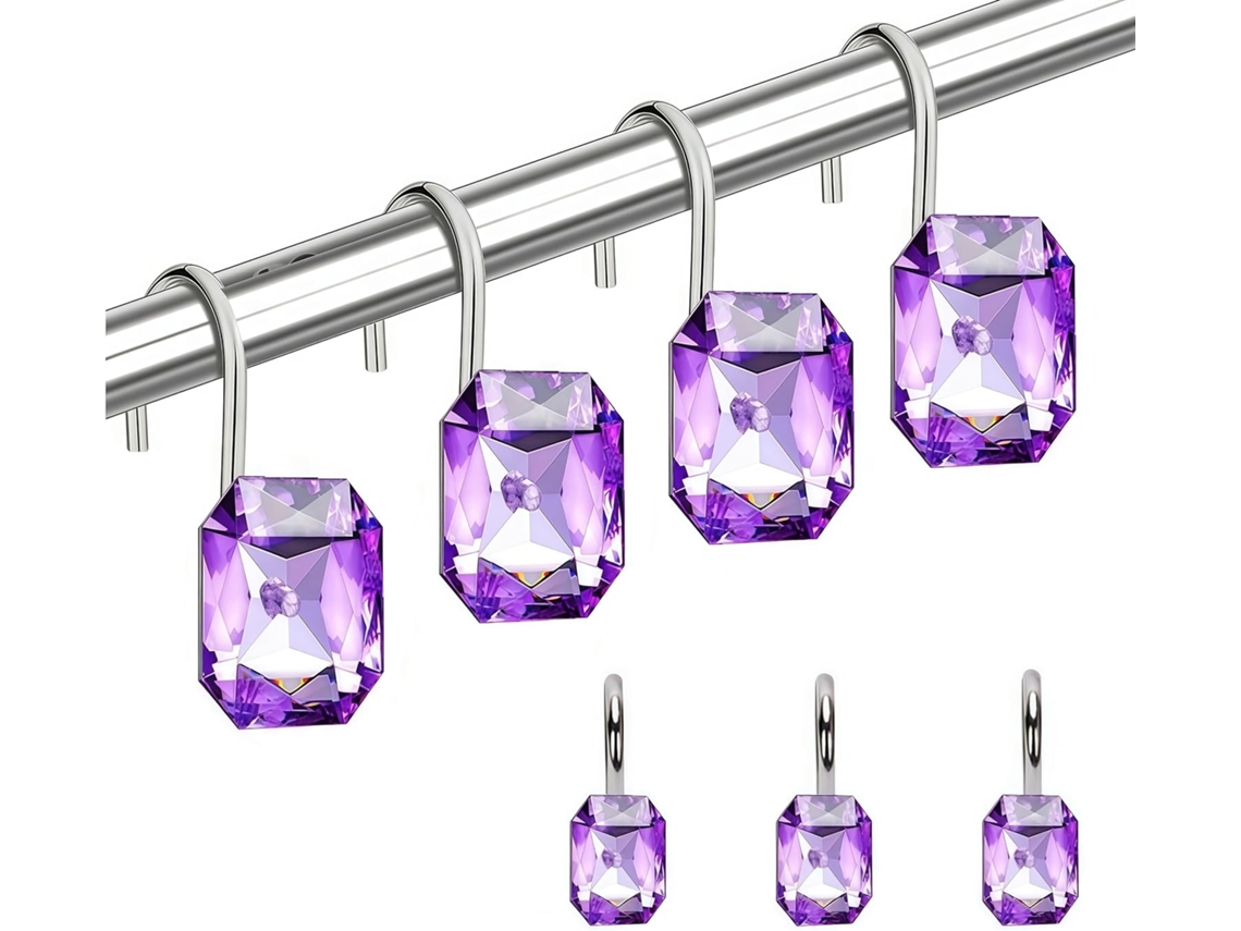 Conjunto De 12 Ganchos Para Cortina Chuveiro Em Metal Com Imitação