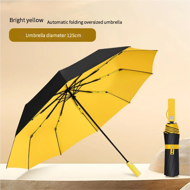 Guarda chuva Dobrável Extragrande de 125 Cm com Tripla Dobragem, Dupla Camada e Proteção Solar em Vinil. MDUG (amarelo Brilhante 10k)