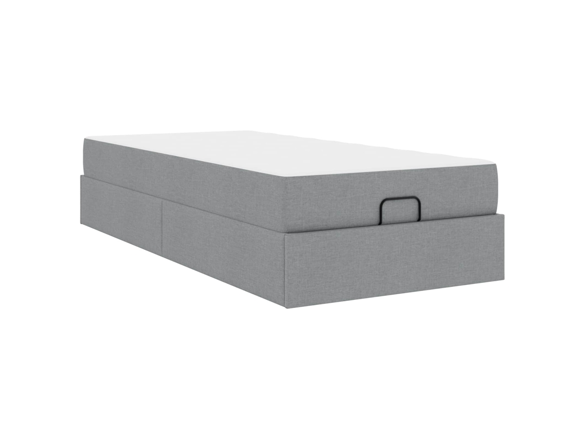 SYFAX™ Estrutura de Cama com Colchão 2 Pcs Cinzento claro Tecido