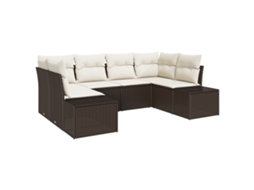 Conjunto 6 Conjunto De Sofá De Jardim Vidaxl Castanho Vime Pe (234 X 154 X 69 Cm)