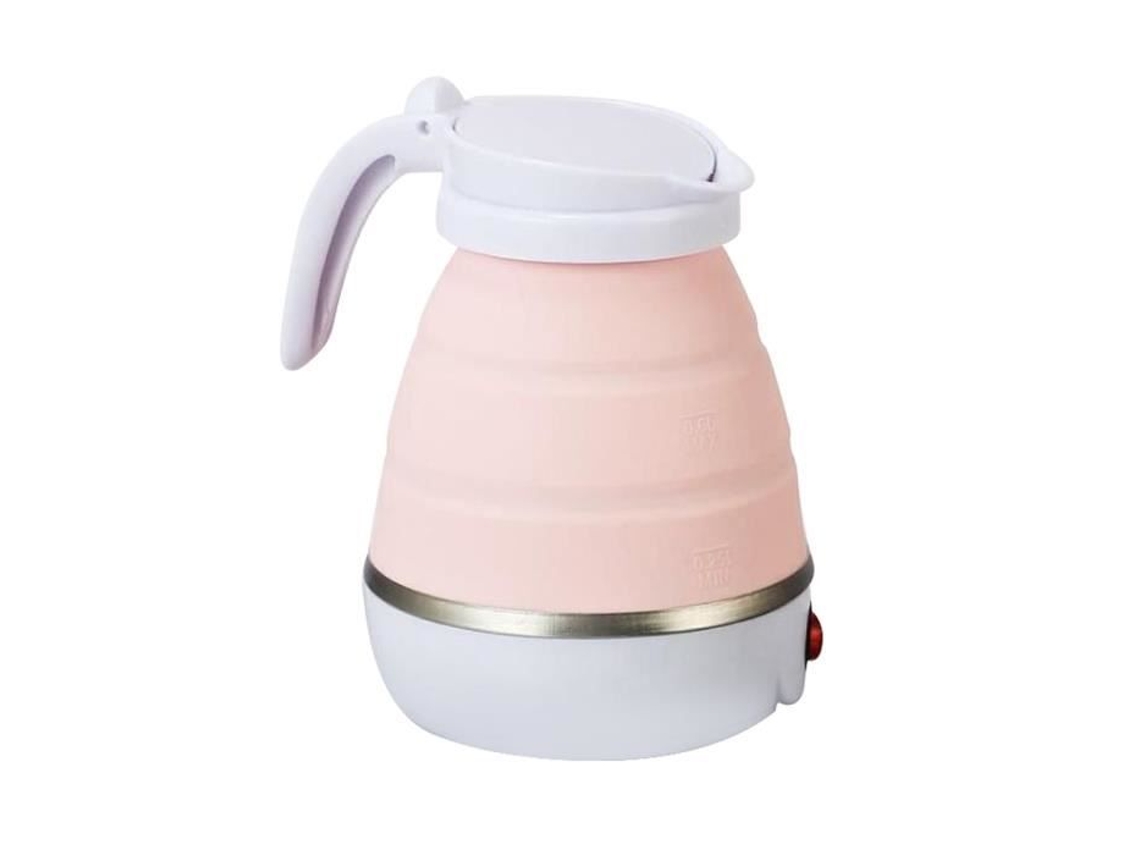 Rosa Chaleira Elétrica Dobrável de Silicone Mini Chaleira de Viagem Aço Inoxidável Silicone AIHONTAI