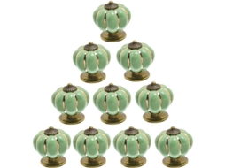 Conjunto 10 Manejos Puerta Cerámica Vintage Calabaza Verde Claro