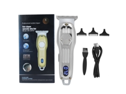 Maquina De Cortar Cabelo Elétrico Profissional Com Display Lcd Recarregável Prata