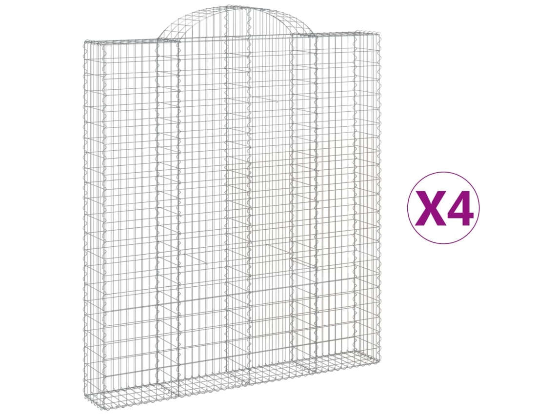 Gabion Basket, Gabion Baskets Vidaxl Prateado Ferro (200 X 30 X 220/240 Cm)