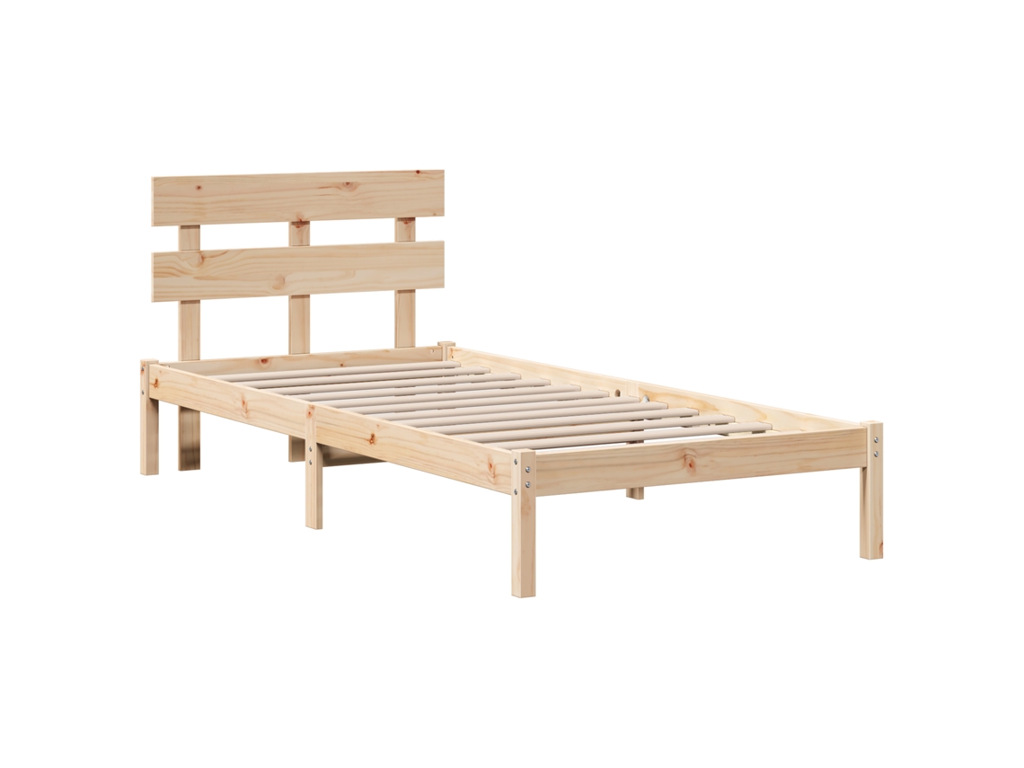 Conjunto 1 Estrutura Da Cama Vidaxl Castanho Madeira De Pinho Maciça (80 X 200 Cm)