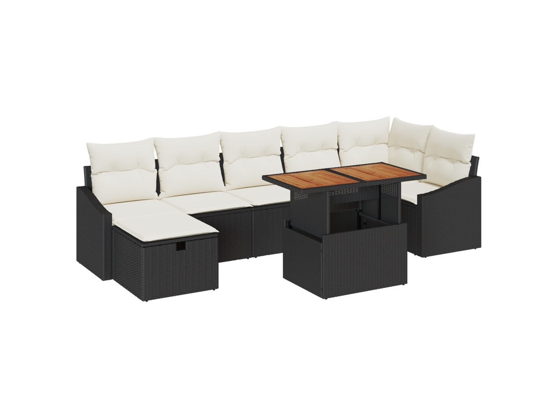 Conjunto 8 Conjunto De Sofás De Jardim Vidaxl Preto Vime Pe (100 X 55 X 73 Cm)