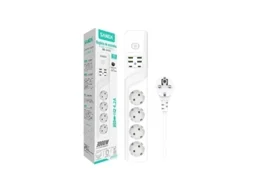 Extensão Quadrupla com 4 Entradas Usb 2 Entradas Type-C 4 Tomadas,3000W SANDA Sd-4451 Branco