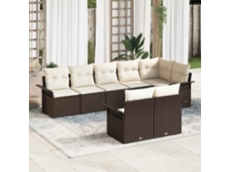Vidaxl Conjunto De Sofá De Jardim 8 Unid. Castanho Vime Pe