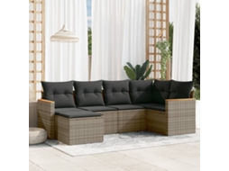 6 Pcs Conjunto Sofás De Jardim Com Almofadões Vime Cinza Dkd Home Decor