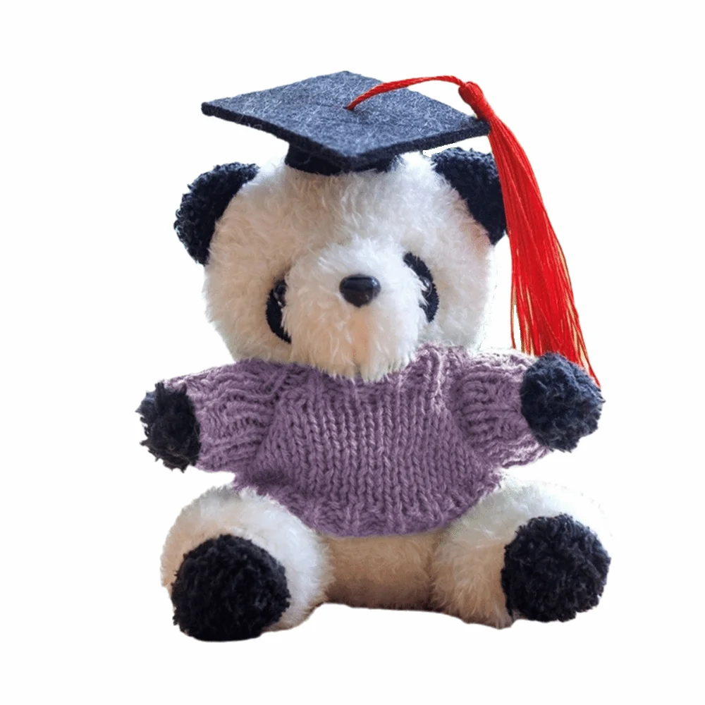 Estatueta de Panda Fofa para Formatura, 10cm, Adorável e Macia, Estilo Desenho Animado MDUG (roxo)