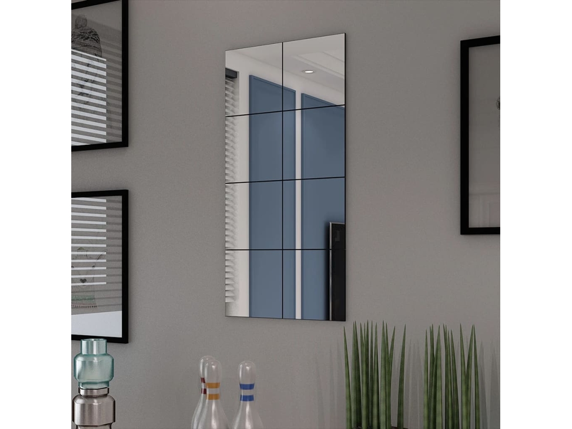 Espelho de Azulejos de Vidro Sem Moldura 8 Pcs 20,5 Cm HARLANV1
