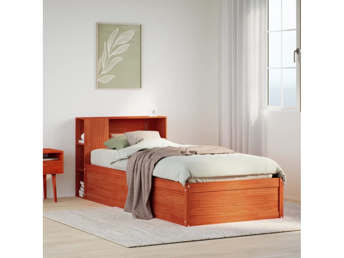 Cama Sem Colchão 75x190 Cm Madeira De Pinho Maciça Castanho-mel