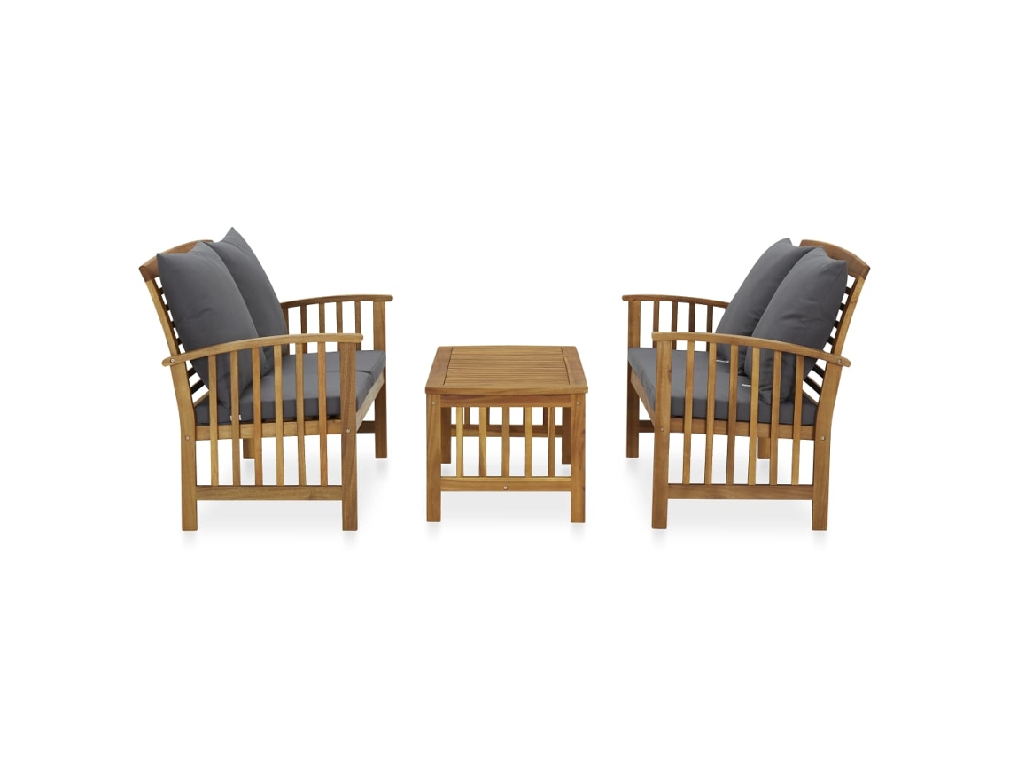 Conjunto de 3 Lounge de Jardim com Almofadões Acácia Maciça MAISON EXCLUSIVE