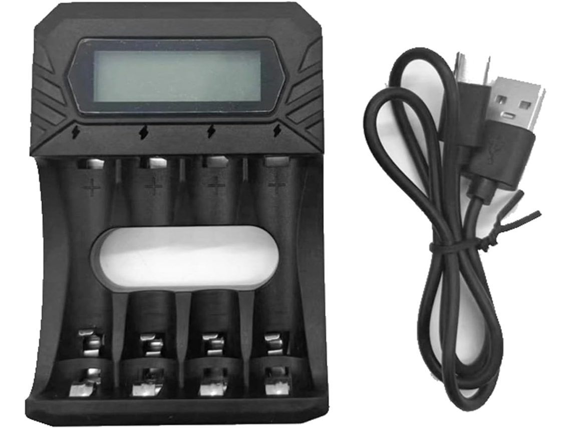 Carregador Portátil De 4 Compartimentos Para Pilhas Aa 1,5 V E 3 A