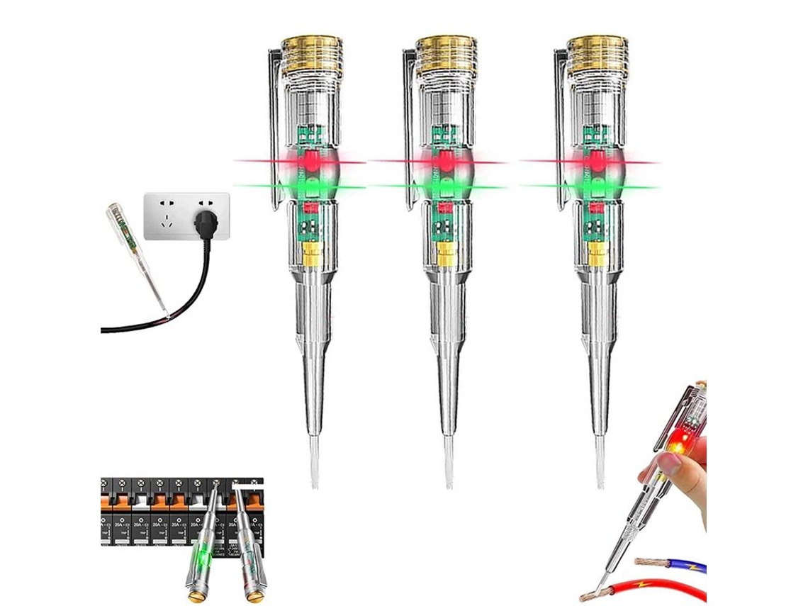 Conjunto De 3 Canetas Testadoras De Circuito Elétrico 24-250v, Caneta Testadora Elétrica Responsiva Com Luz Indicadora Led À Prova D'água.