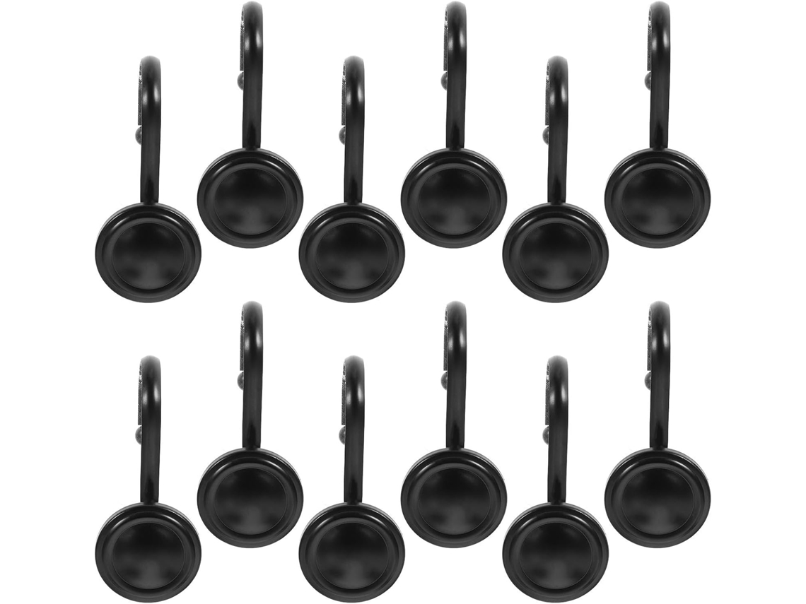 Conjunto De 12 Ganchos Ferro Preto Para Cortina Chuveiro, Com Formato